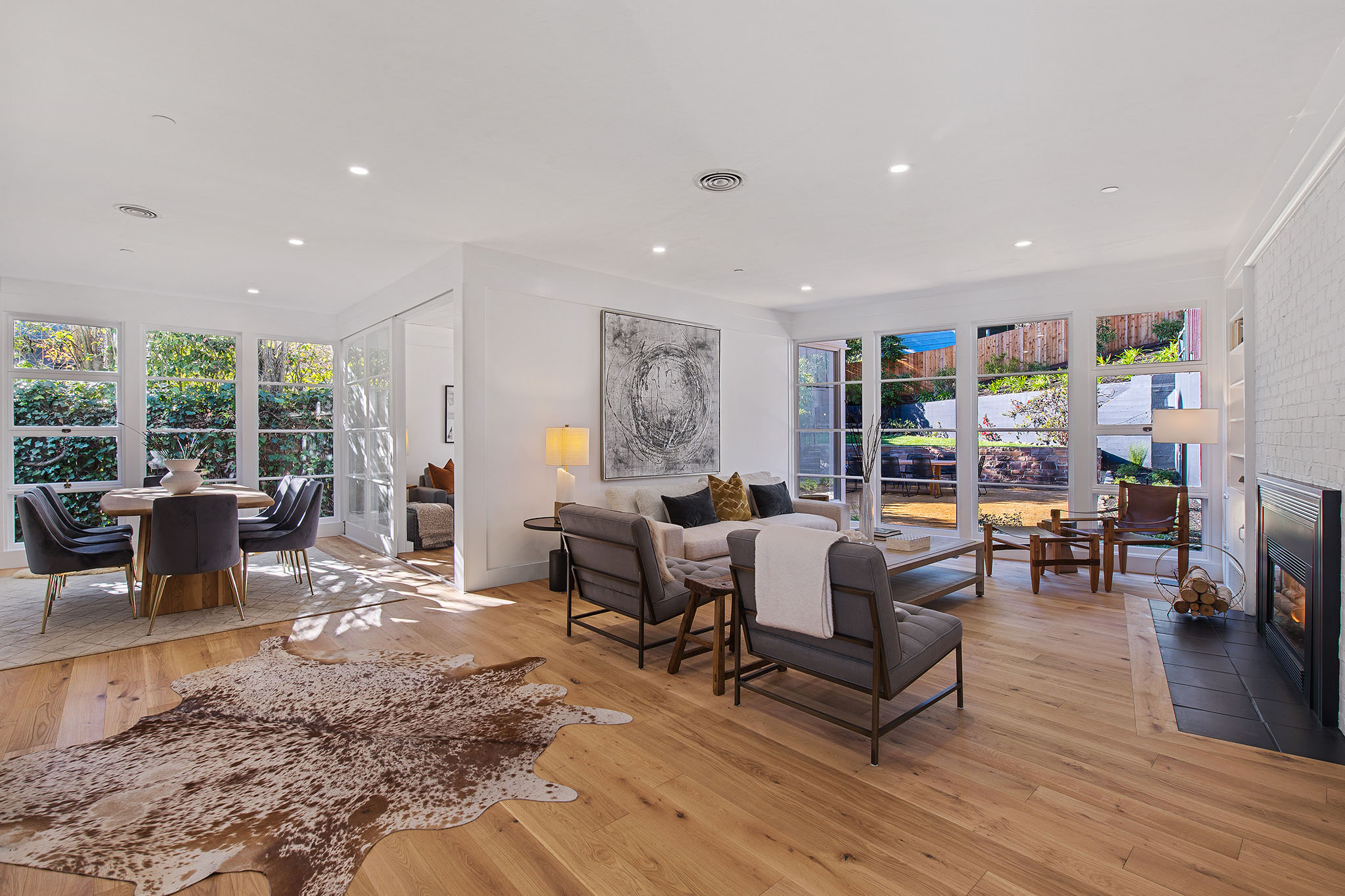 A large open living room with staging furniture